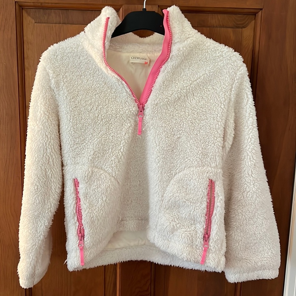 Cream and pink girl's Crewcuts fleece zipped pullover